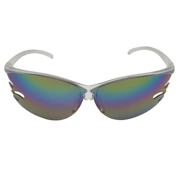 7015 | Rainbow Lens Semi Rimless Wrap Sunglasses - Picture 1 of 5